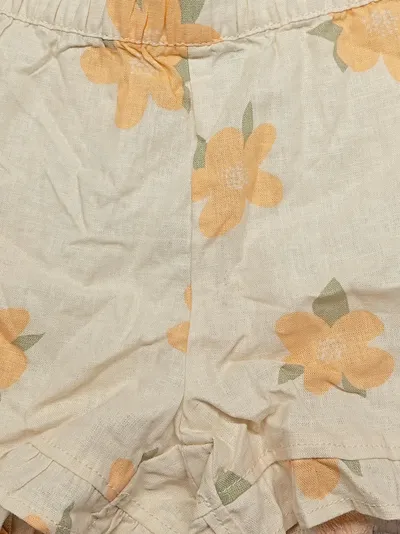 Lily & Dan Mädchen Rüschen-Shorts Blumenmuster Leinen Freizeit Beige Gr. 104