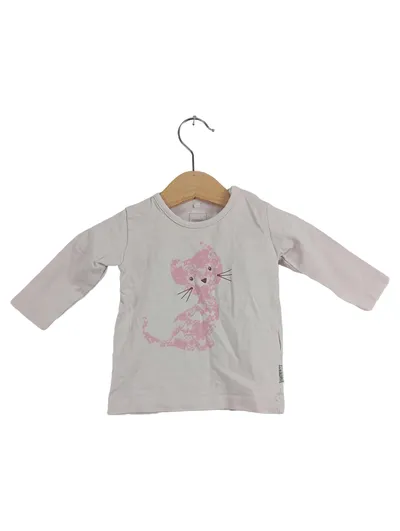 NAME IT Baby Mädchen Langarmshirt Katze Rosa Gr. 62 Baumwolle