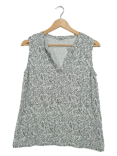 re.draft Damen Top Ärmellos Blattmuster Gr. S Weiß Grün Casual