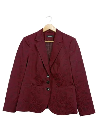Walbusch Damen Blazer Gr. 40 Bordeaux Rot Jacquard Elegant Business