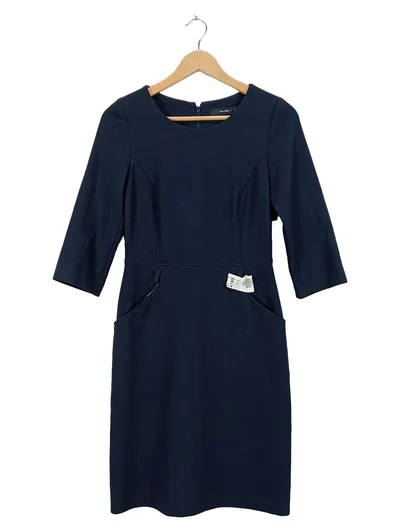 Hallhuber Damen Businesskleid Etuikleid Gr. 34 Dunkelblau 3/4-Arm
