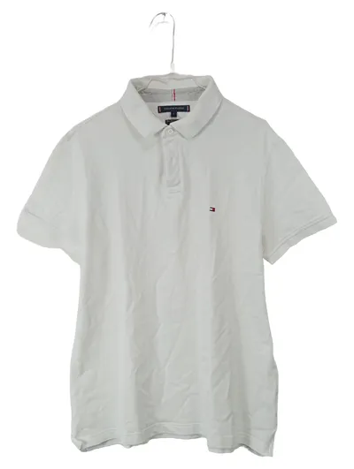 Tommy Hilfiger Poloshirt Herren Gr. L Weiß Klassisch Baumwolle