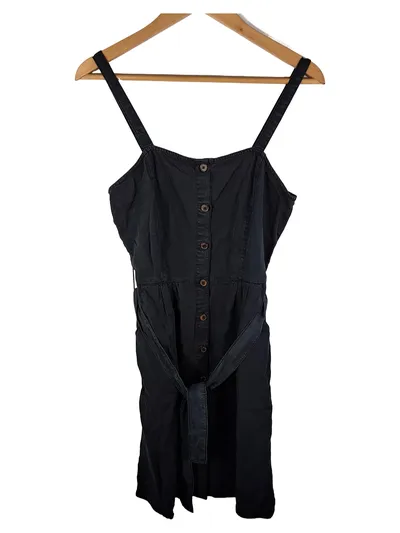 Noisy May Damen Trägerkleid Schwarz Gr. S Lyocell Knopfleiste Casual