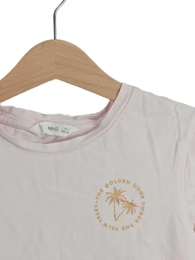 MNG Collection Mädchen T-Shirt Gr. 128 Rosa Palmenprint Sommer