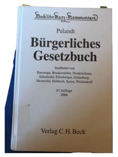 Palandt Bürgerliches Gesetzbuch BGB 67. Auflage 2008 Beck Kurzkommentar