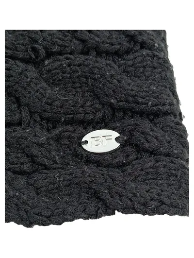 Black Forest Schlauchschal Damen Schwarz Zopfstrick Fleece-Futter One Size