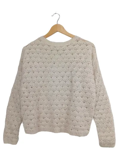 QED London Damen Pullover Lochmuster Beige Gr. M Langarm Freizeit