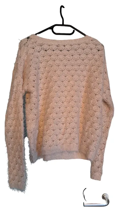 QED London Damen Pullover Lochmuster Beige Gr. M Langarm Freizeit