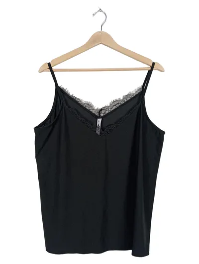 Pageone Damen Top Elegant Spitze Ärmellos Schwarz Gr. L 40
