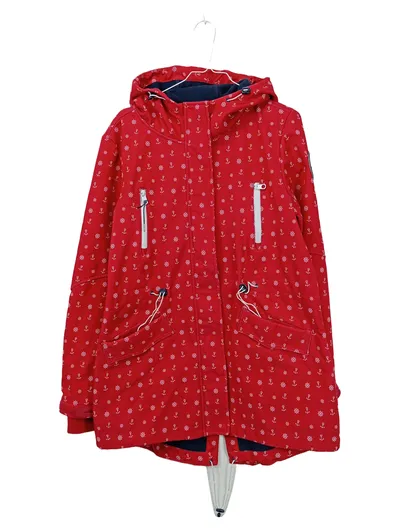 SUBLEVEL Damen Softshelljacke Gr. L Maritim Anker Rot Kapuze Fleece