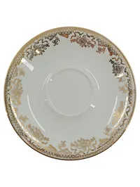Bavaria Elfenbein Porzellan Untertasse Weiß Gold Floral Dekor 15 cm 1