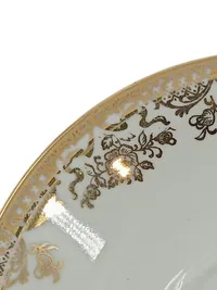 Bavaria Elfenbein Porzellan Untertasse Weiß Gold Floral Dekor 15 cm 3