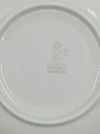 Bavaria Elfenbein Porzellan Untertasse Weiß Gold Floral Dekor 15 cm 5
