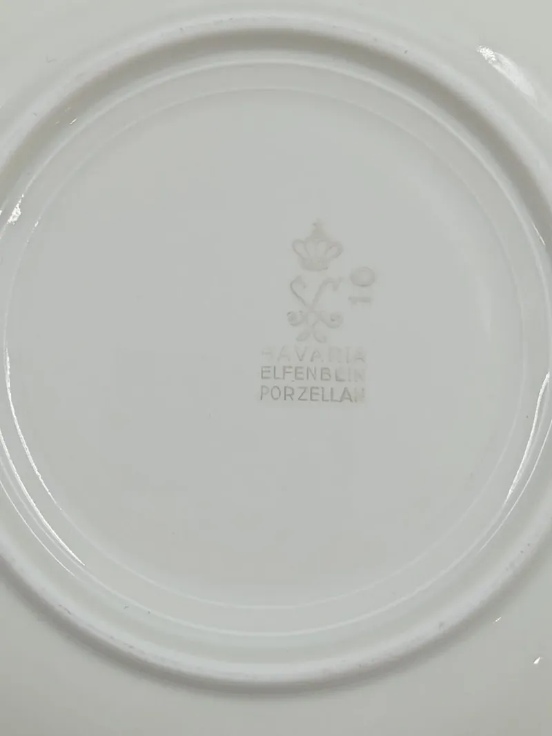 Bavaria Elfenbein Porzellan Untertasse Weiß Gold Floral Dekor 15 cm 5