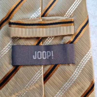 JOOP! Krawatte Herren Seide Beige Braun Gestreift Business 156cm