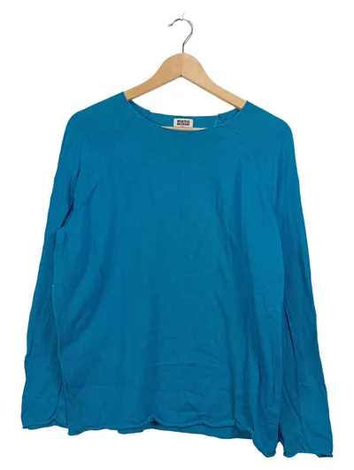 Weekday Damen Pullover Langarm Türkis Gr. M Baumwolle Leinen Basic