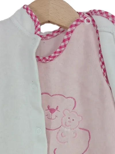 Markenlos Twin Set Mädchen Rosa Tiermotiv Stickerei Gr. 56 Baumwolle