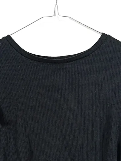 Zaful Damen Crop Top Rippstrick Kurzarm Schwarz Gr. L