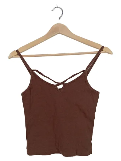 Pageone Damen Trägertop Top gekreuzte Träger Braun Gr. 40, L