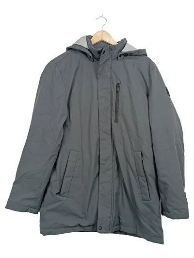 DKNY Parka Herren Grau Kapuze Polyester Alltag Gr. M 120cm