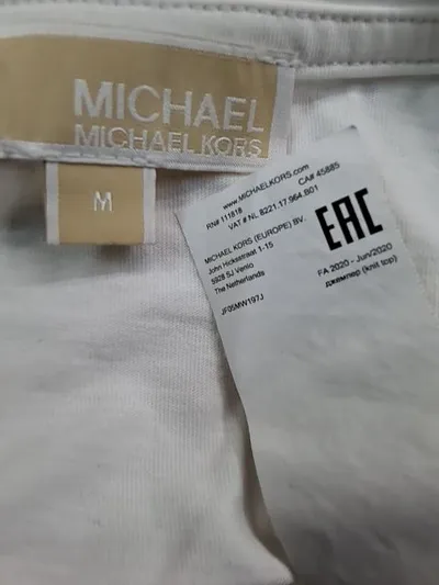 Michael Kors Damen T-Shirt MK Logo Weiß Gr. M Kurzarm