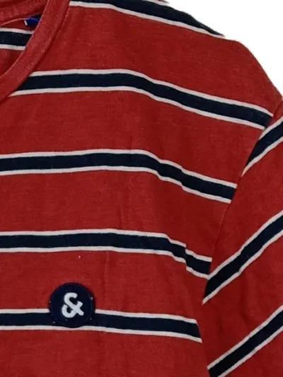 Jack & Jones Herren T-Shirt Gr. M Rot Gestreift Casual Baumwolle Logo