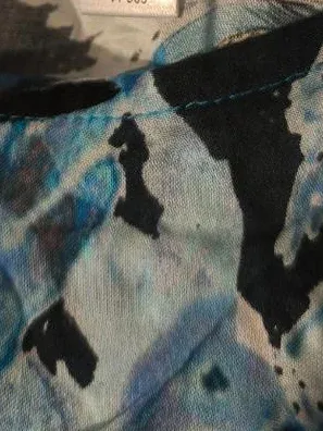 Alba Moda Damen Bluse Gr. 40/L Vogelmotiv Kolibri Blau Rüschen 5
