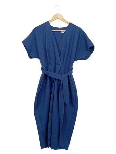 Closet London Wickelkleid Damen Gr. 40 Blau Elegant Gürtel