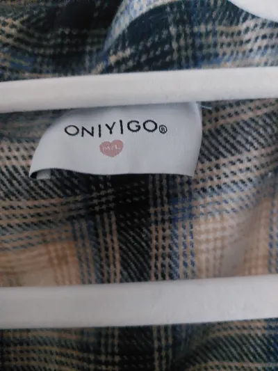 ONIYIGO Damen Flanellhemd Kariert Oversize Langarm Blau Gr. XXL