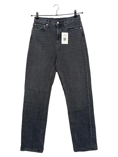 Calvin Klein Damen Jeans Straight Leg Grau W28/L32 Baumwolle