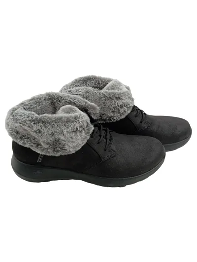 Skechers Slip-Ins Damen Winterstiefelette Gr. 40 Schwarz gefüttert Fell
