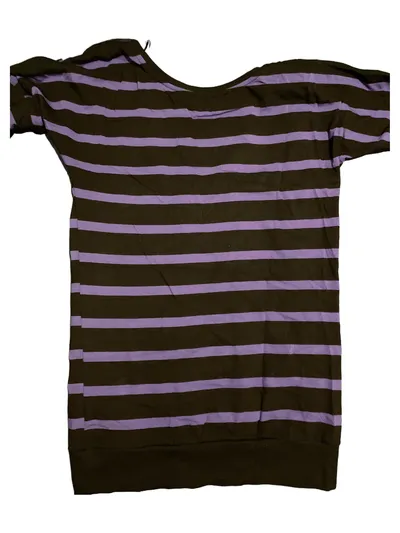 Blind Date Damen T-Shirt Gr. 36 Schwarz Lila Gestreift Kurzarm