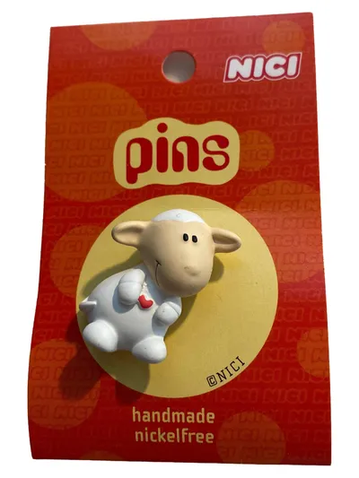 NICI Schaf Pin mit Herz Ansteckpin Charmant Weiß Applikationen