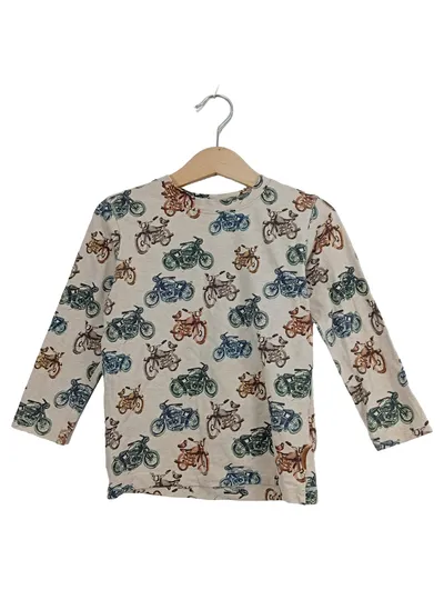 Hust & Claire Langarmshirt Baumwolle Tiermotiv Motorrad Beige Gr. 98