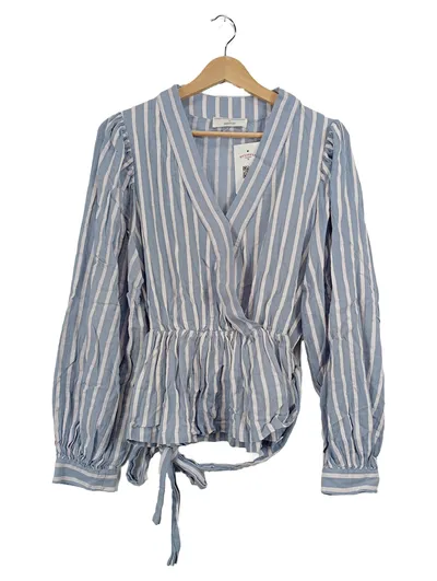 Guido Maria Kretschmer Damen Wickelbluse Gr. 40/L Blau Gestreift