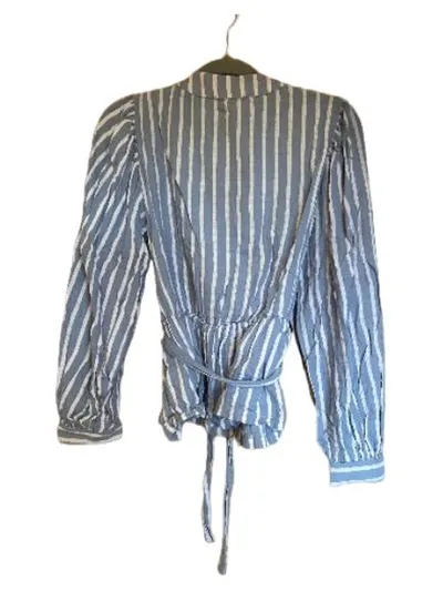 Guido Maria Kretschmer Damen Wickelbluse Gr. 40/L Blau Gestreift
