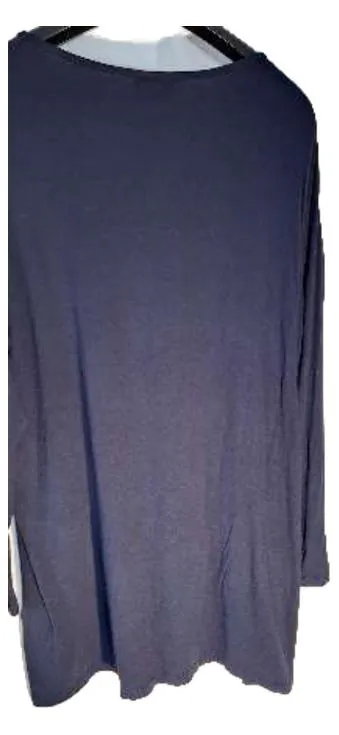 Mia Moda Damen Langarmshirt Sterne Metallic Viskose Blau Gr. 48
