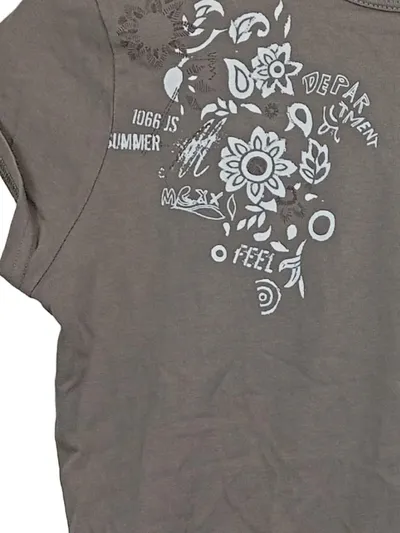 MEXX Damen T-Shirt Kurzarm Gr. XL 170 Grau Baumwolle Blumenmuster