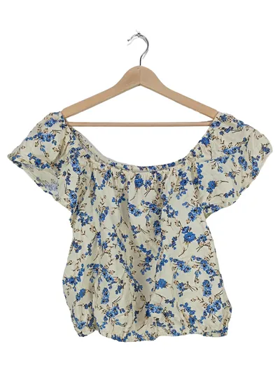 A New Day Damen Blumenmuster Top Kurzarm Raffungen Mehrfarbig L