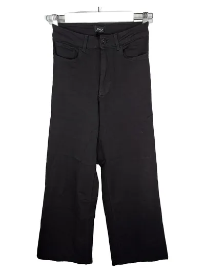 ONLY Damen Jeans Wide Fit Schwarz Gr. S W28 36 Cropped High Waist