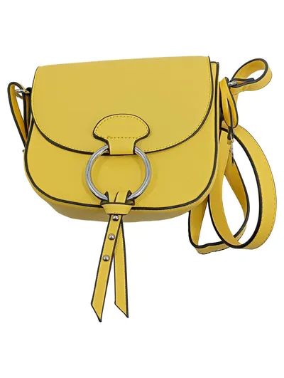 L.Credi Damen Umhängetasche Gelb Crossbody Bag Satteltasche Silber Ring