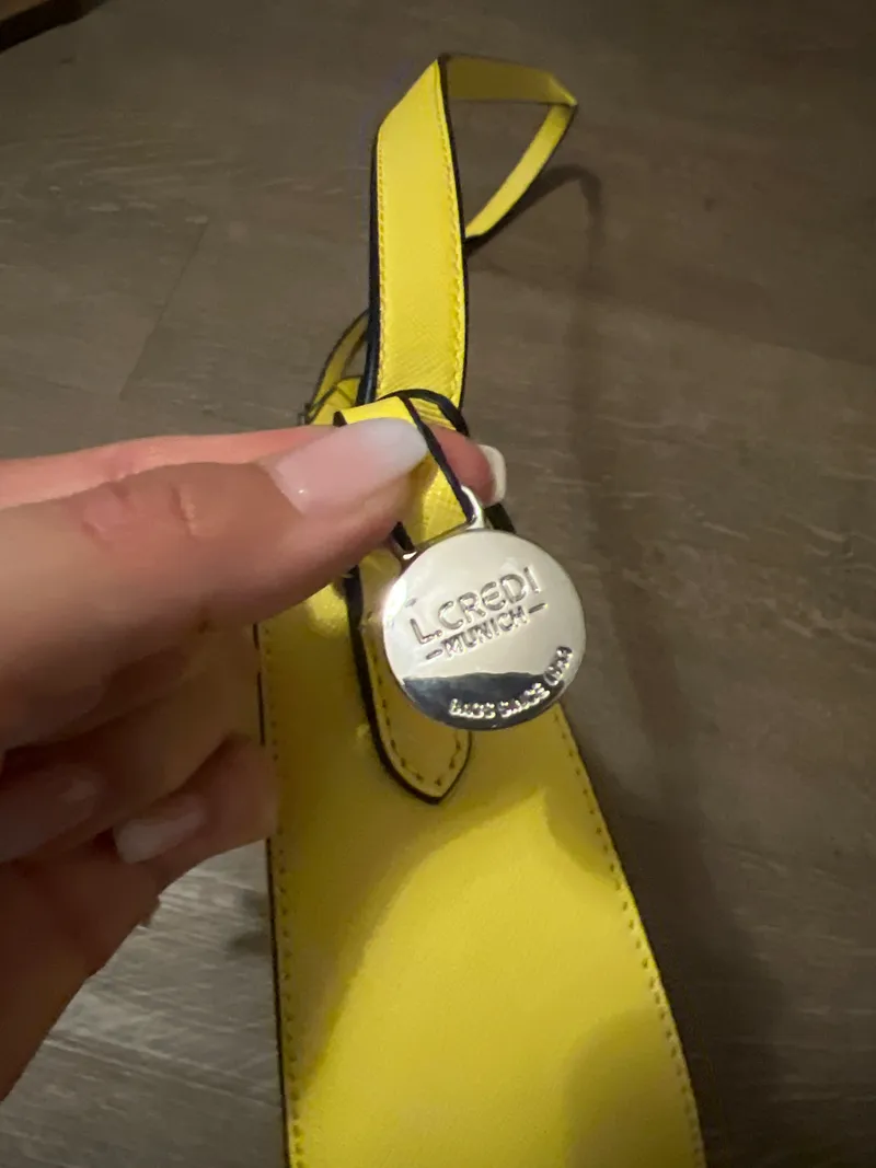 L.Credi Damen Umhängetasche Gelb Crossbody Bag Satteltasche Silber Ring 4