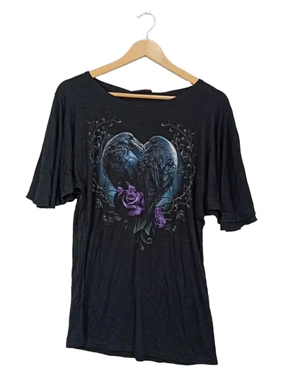 Spiral Damen T-Shirt Vintage Tiermotiv Raben Gothic Schwarz XL