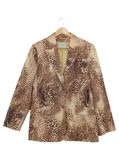 Barisal Damen Blazer Animal Print Leopard Braun Baumwolle Gr. 40 L
