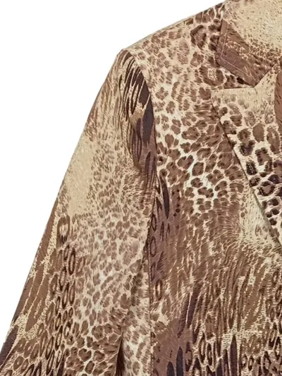 Barisal Damen Blazer Animal Print Leopard Braun Baumwolle Gr. 40 L