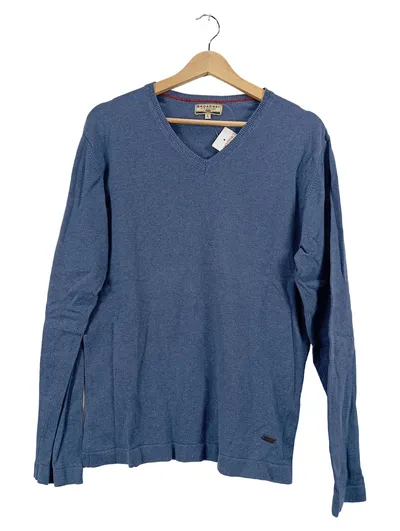 Broadway NYC Fashion Herren Pullover V-Ausschnitt Blau Gr. L Baumwolle