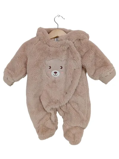 dopodopo Baby Overall Teddybär Kapuze Schlafanzug Gr. 56 Beige