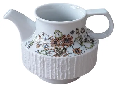 Thomas Germany Porzellan Kanne Blumenmuster Vintage Weiß