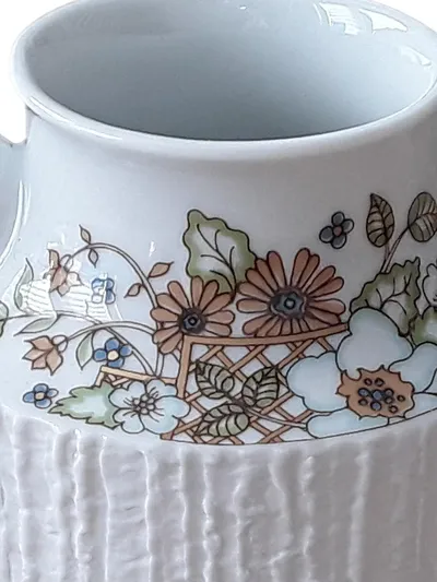 Thomas Germany Porzellan Kanne Blumenmuster Vintage Weiß