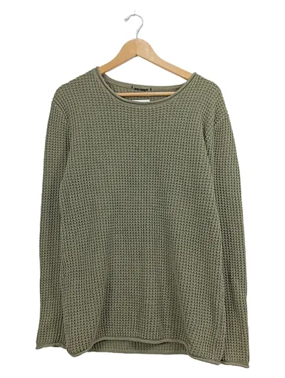 SMOG Herren Pullover Strickpullover Baumwolle Langarm Oliv Gr. M